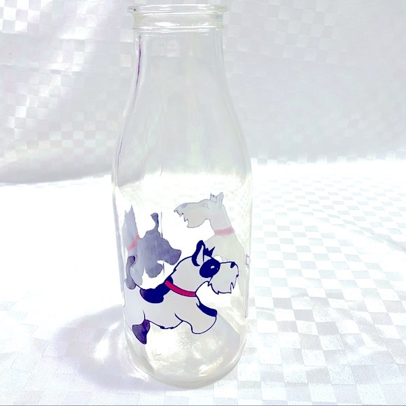 Vintage LE PARFAIT FRANCE Glass Milk Bottle Dog Sc - Picture 2 of 5